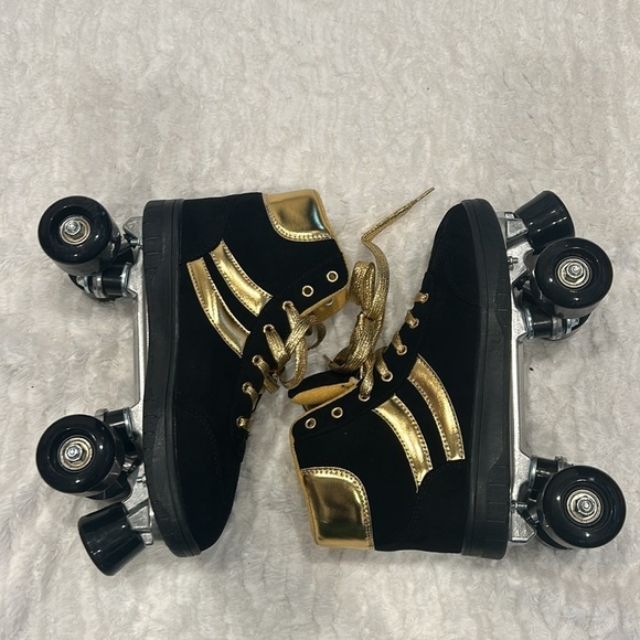 Cosmic Skates Women’s black gold metallicc high top sneakers roller skate size 8 - Picture 2 of 9